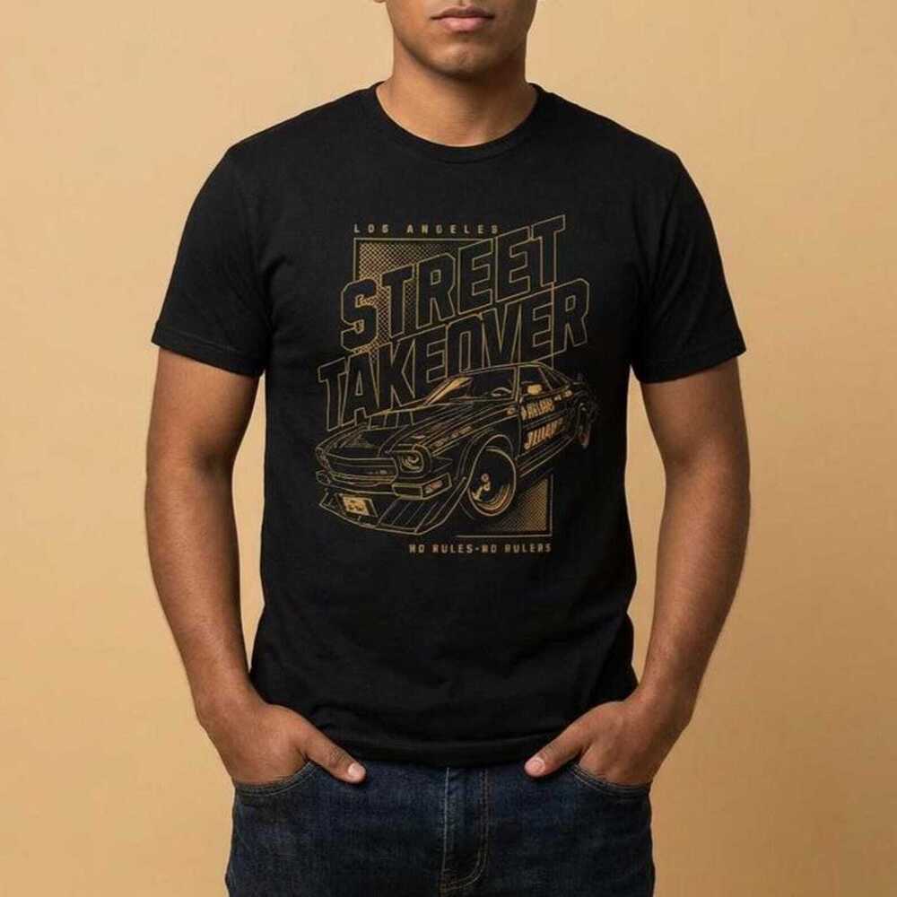 Retro Street Takeover Drift Racing Muscle Car Graphic T-shirt